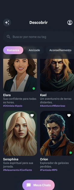 Screenshot of the PersonaChat app interface showing a conversation.